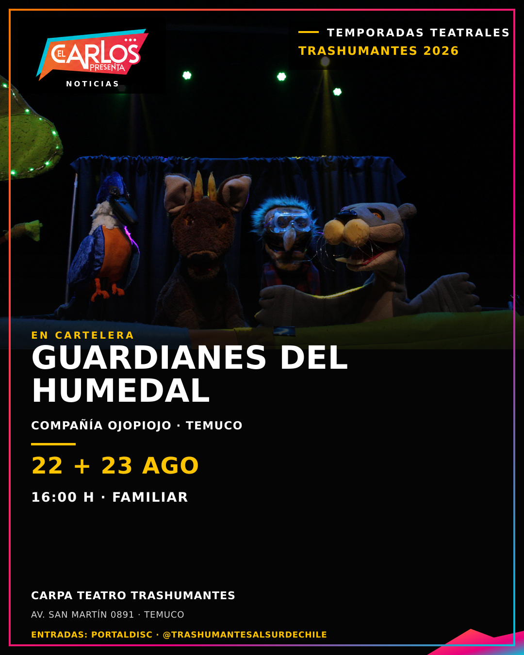 Las Temporadas Teatrales Trashumantes continúan con cuatro propuestas escénicas en Temuco