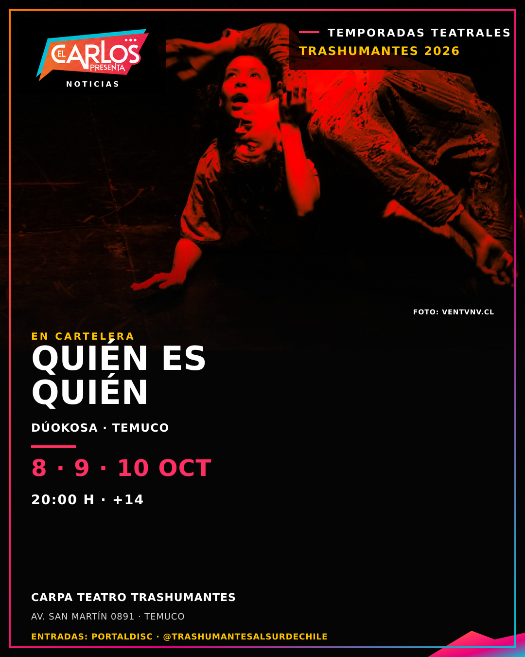 Las Temporadas Teatrales Trashumantes continúan con cuatro propuestas escénicas en Temuco