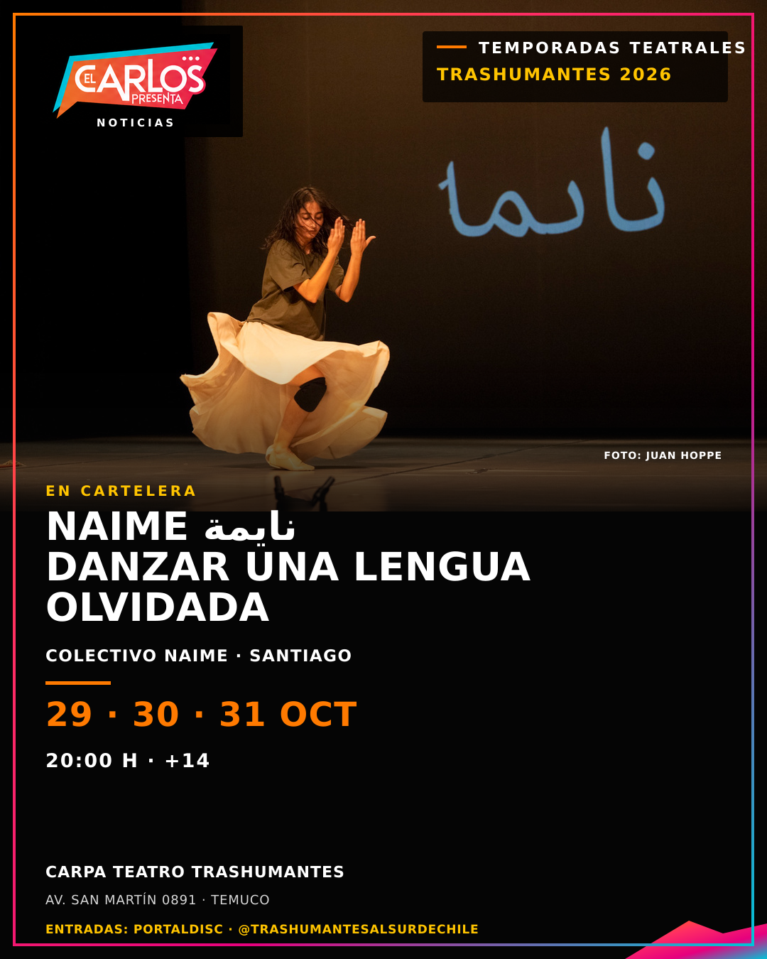 Las Temporadas Teatrales Trashumantes continúan con cuatro propuestas escénicas en Temuco